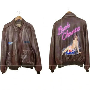 Perrone Aviation Apparel pilot leather bomber jacket size 54 handmade in USA